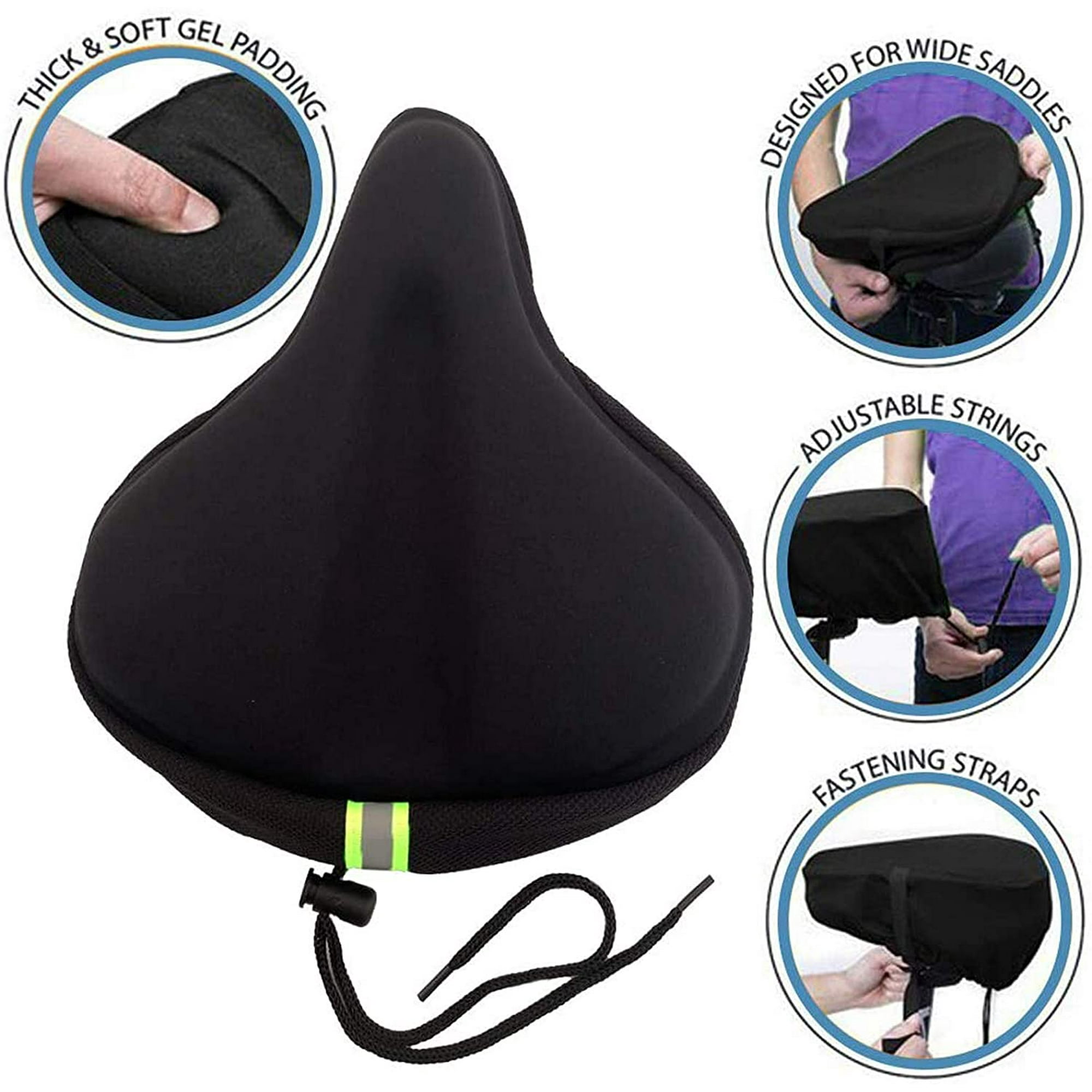 Memory Foam Bike Seat Cover Extra Soft Gel Bike Seat Cushion Cover for Men Women Comfortable Exercise Wide Bicycle Saddle Padded Fits Cruiser Stationary Bikes Spinning Indoor Outdoor Cycling Walmart.c...