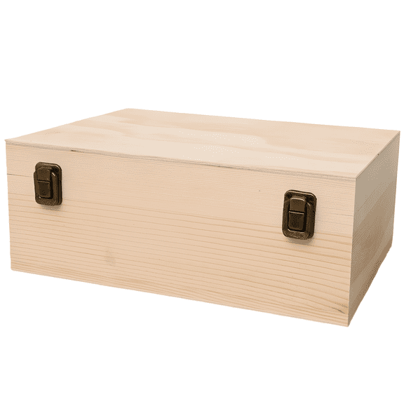 Unfinished Wood Box with Hinged Lid, Large Wooden Keepsake Box, 12.2 x 8.7 x 4.7 in / 31 x 22 x 12 cm Memory Box for Crafts, Arts, Hobbies, Home Storage and Decoration, Light Wood