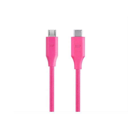 - Monoprice Palette Series USB Type-C to Micro B 2.0 Cable, 480Mbps, 2.4A, Braided, Pink, 3ft