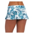 thumbnail image 2 of LA BLANCA Women's Turquoise Palm Print Stretch Lined Ruffled Moderate Coverage Shirred Tranquility Palm Swim Skirt Swimsuit Bottom 12, 2 of 2