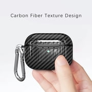 AirPods Pro Case with Keychain, Allytech Carbon Fiber Wireless Charging Protective Shockproof Carabiner Bluetooth Earphone Storage Bag Charging Box Cover for Apple Airpods Pro / Airpods 3, Black