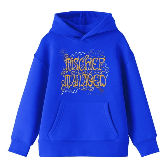 Harry Potter Mischief Managed Youth Royal Blue Graphic Hoodie-Medium