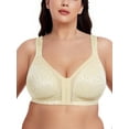 thumbnail image 2 of Deyllo Women Plus Size Bras Front Closure Minimizer Bras Posture Back Wireless Non Padded Soft Comfort Light Beige Bras Clothes Size 38C, 2 of 5