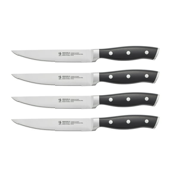 Henckels Forged Accent Set of 4 Steak Knife Set, German Engineered Informed by 100 Years of Mastery, Black