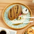 thumbnail image 5 of Round Rattan Serving Tray with Natural Shell Inlay for Dining, Kitchen, Cafe, Party, Bathroom, and Home Decor, 5 of 9