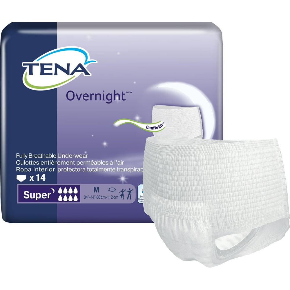 TENA Overnight Super Disposable Pull On Underwear, Medium, 56 Ct ...