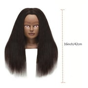 Hair By DK 100% Real Hair Mannequin 22-24 Afro Fluffy Light Yaki kinky Straight Textured Cosmetology Beauty School Head Included C-Clamp free of Purchase Dark Brown Black (22~24 Inch, 2)#2