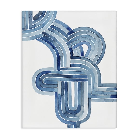 Stupell Industries Eclectic Braided Blue Line Abstraction Modern Watercolor Weave Canvas Art, 16 x 20, by Grace Popp