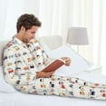 thumbnail image 6 of Salouo Colorful Trains Print Button-Front Long Sleeve Pajama Set for Men, Soft 2Pjs Men's Long Sleeve Sleepwear-Medium, 6 of 7