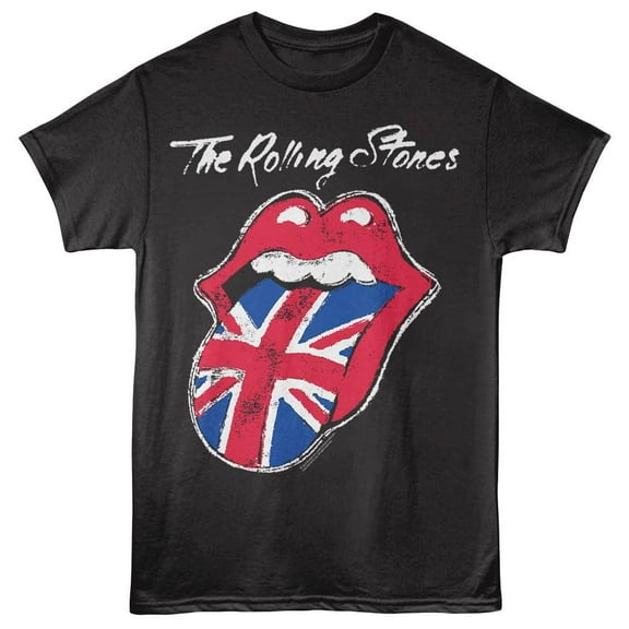 Rolling Stones Union Jack Tongue Men's T Shirt (Black, Big&Tall2XLT)