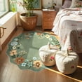 thumbnail image 4 of Moynesa 3' Floral Round Area Rug, Washable Rugs for Bedroom Ultra-Thin Soft Rug, Non-Slip Small Boho Circle Carpet for Entryway Kitchen Laundry Bathroom,Green, 4 of 8