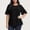 1#Black, variant on Women's Tops Casual Solid Color Comfortable Loose Ruffle Lotus Flare Tiered Sleeve Top Blouse Navy,Size 2XL