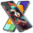 thumbnail image 2 of MUNDAZE Samsung Galaxy A21 Shockproof Clear Hybrid Protective Phone Case Halloween Spooky Colorful Day of the Dead Skull Girl Cover, 2 of 5
