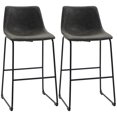 thumbnail image 1 of HOMCOM Bar Stools Set of 2, Bar Height Barstools with Back, Dark Grey, 1 of 10