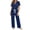 Navy, variant on Riecok 2 Piece Pajama Sets for Women Short Sleeve Top and Pant with Drawstring Pjs Sleepwear Comfortable Lounge Sets