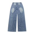 thumbnail image 6 of Women's Loose Straight Jeans for Women - Bell Bottom Jeans for Women Ripped High Waisted Classic Tassels Flared Pants Soft Cropped Jeans,Color:Blue,Size:M, 6 of 8