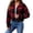 Wine, variant on Maplenight Cropped Fleece Jacket Women Collared Plaid Button Down Winter Coat with Pockets Soft Warm Cozy Casual Work Office Jackets
