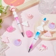 thumbnail image 4 of 12PCS 6 STYLES Pink Silicone Focal Beads Bulk Silicone Bead Cute Cartoon 3D Dress Hat Loose Spacer Double Sided Beads for Beadable Pens Keychain Making Kit Beading Female Bracelet Craft, 4 of 5