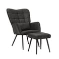 thumbnail image 4 of Abble Faux Leather Accent Chair with Ottoman and Toss Pillow for Living Room, Bed Room, Black, 4 of 6