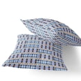 thumbnail image 2 of Set of Two 16" X 16" Blue and Gray Striped Indoor Outdoor Throw Pillow, 2 of 5