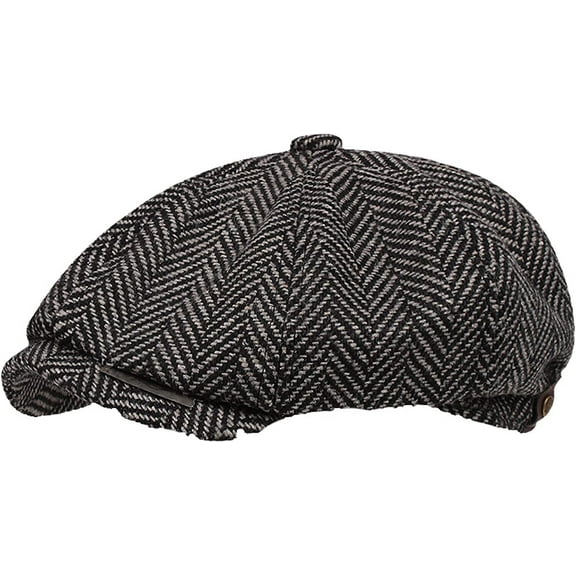CoCopeaunts Octagonal Newsboy Hats for Men Vintage British Newsboy Cap Beret for Women and Painter Hat Outdoor Cabbie Hat