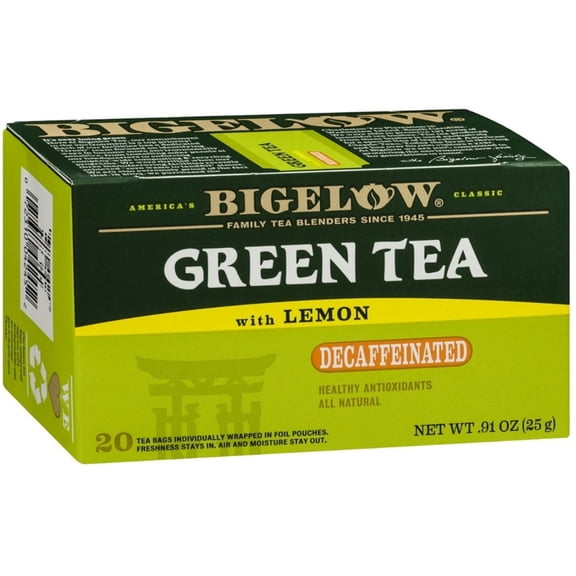 Bigelow Green Tea Decaffeinated With Lemon 20 ea (Pack of 2)