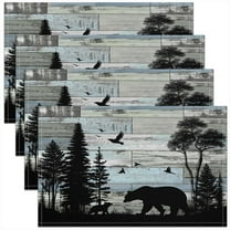 Erosebridal Rustic Bear Placemats Set of 4, Lodge Cabin Table Mats for Dining Table Set of 4, Countryside Animal Table Place Mats, Table Place Mats Room Decorative