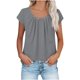 thumbnail image 1 of TaTaai Women's short sleeve crew neck top, linen cotton fabric, solid color, button cuffs, cutout detail, pullover style, casual loose fit, soft breathable, ideal for daily outings Gift, 1 of 7