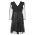 thumbnail image 5 of IBTOM CASTLE Plus Size Wedding Guest Dress for Women Long Sleeve V Neck Mesh Ruffle Sparkle Glitter Cocktail Party Dress XL Black, 5 of 8