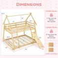 thumbnail image 3 of Costway Lit Superposé Simple sur Grand Cadre de Lit en Forme de Maison avec Filets d'Escalade et Rampe Naturel, 3 of 10