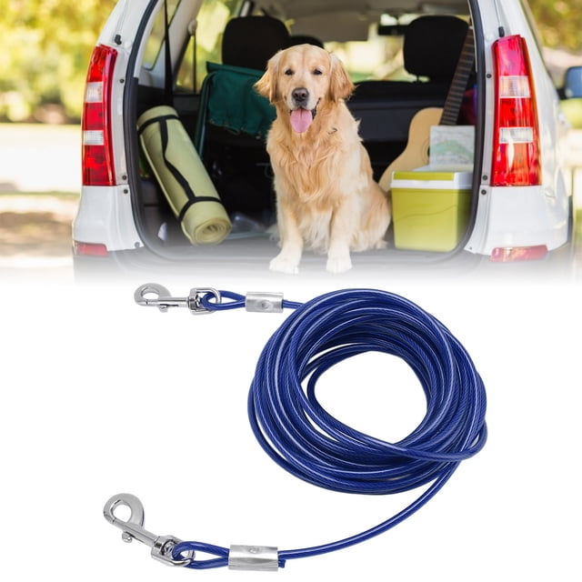 Double Head Bite Outdoor Camping Leash, Premium Steel Wire, Large Range Motion, Suitable For Small, Medium, Large Dogs, Made Of Steel Wire, PVC, Ideal For