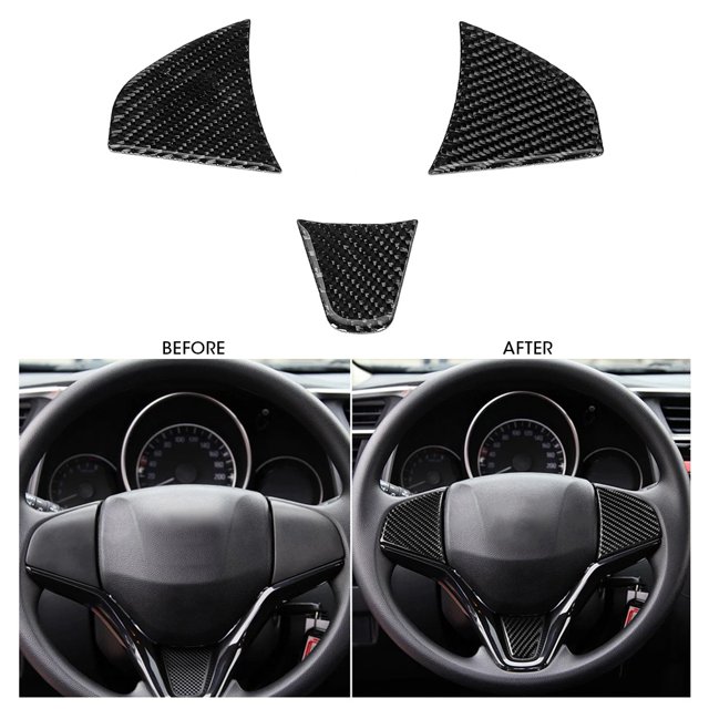 Embellecedor para volante, 3 piezas de fibra de carbono, cubierta interior para volante, panel de volante, calidad inigualable