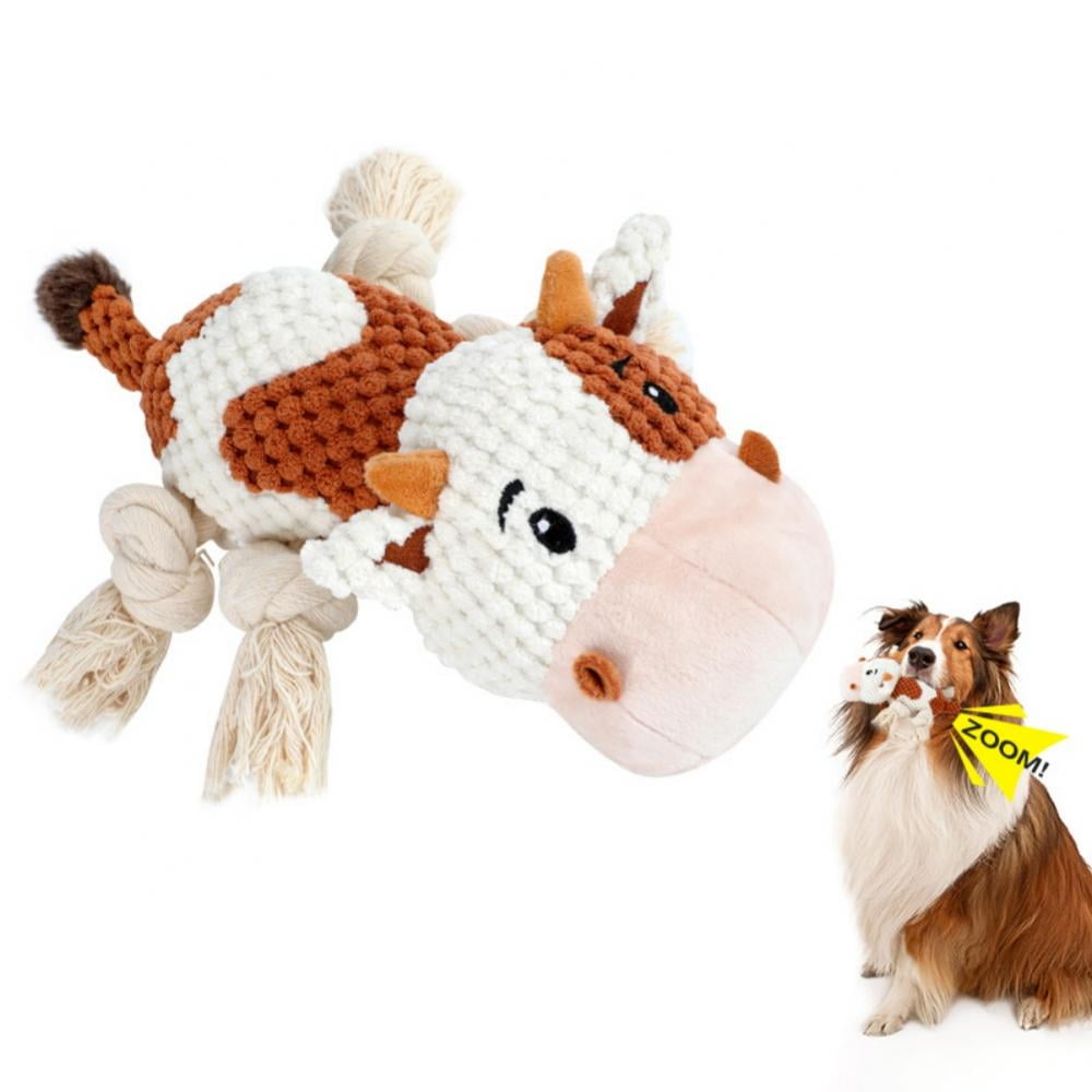 Dog Toys, Dog Plush Toy for Large Breed, Cute Squeaky Dog Cows Toys, Dog Chew Toys for Puppy