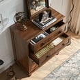 thumbnail image 3 of Joaxswe 4-Drawer Wood Chest of Drawers Set of 2, Vintage Storage Dresser with Black Handles for Bedroom, Living Room, Closet, Hallway, Brown, 3 of 8
