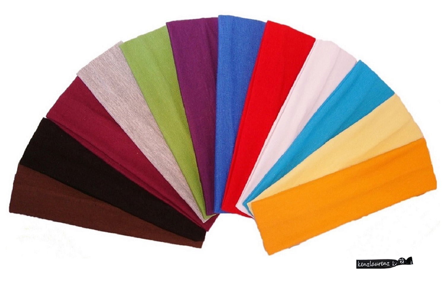 Kenz Laurenz Cotton Headbands 12 Soft Stretch Headband Sweat Absorbent Elastic Head Bands Assorted