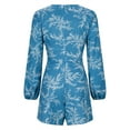 thumbnail image 3 of Mujeres Pantalones Cortos Casual, Floral V-Cuello Sudadera Romper, Cintura Elástica de Moda con Bolsillos Verano, 3 of 5