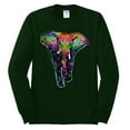 thumbnail image 2 of Wild Bobby, Colorful Rainbow Floral Elephant Animal Lover Mens Long Sleeve Shirt, Forest Green, 3XL, 2 of 3