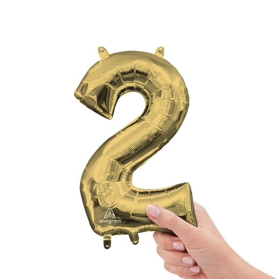 16 inch Number 2 - Anagram - White Gold (Air-Fill Only) Foil Mylar Balloon - Party Supplies Decorations