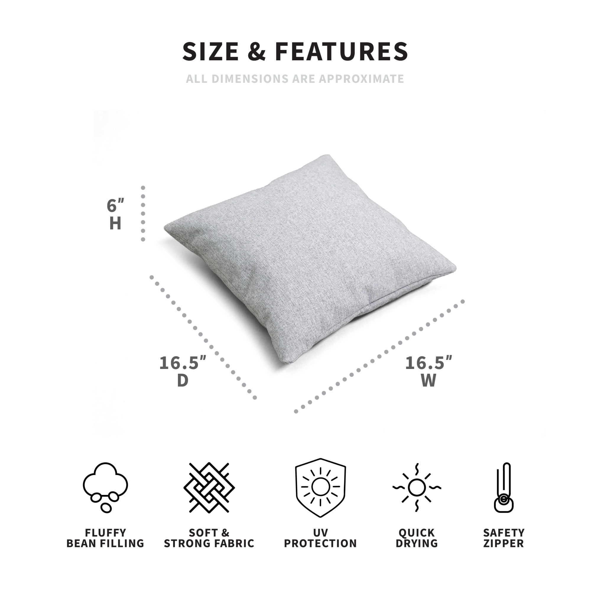 Big Joe Square Pillow Weatherproof Bean Bag Decor, Ceramic Intertwist, Weather Resistant UV-Protected Fabric, 16 inches