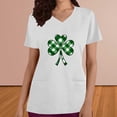 thumbnail image 2 of lcziwo St Patricks Day Scrub Tops for Women 2025 Fashion Shamrock Graphic Irish Shirts V Neck Short Sleeve Nursing Uniform Scrubs White M 50% Percent off Sales Today, 2 of 5