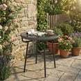 thumbnail image 2 of Outsunny Rattan Side Table w/ PE Rattan and Tempered Glass Top, Dark Grey, 2 of 10