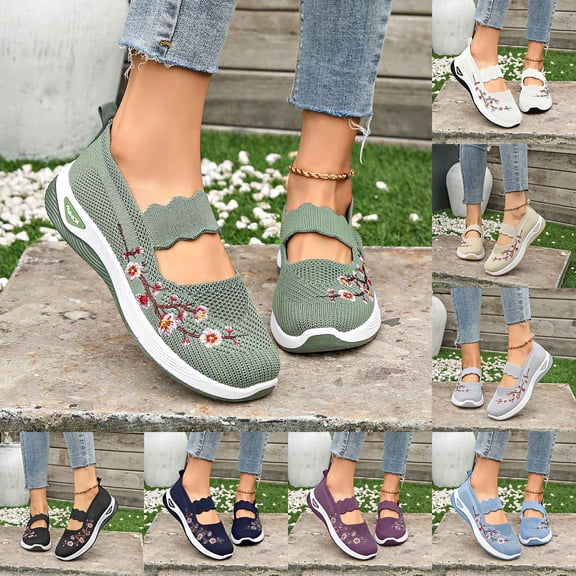 Selleren Orthopedic Shoes, Women's Comfortable Breathable Knitted Sneakers, Woven Cut-Out Orthopedic Soft Arch Support Walking Shoes, Slip-On Sneakers for Women