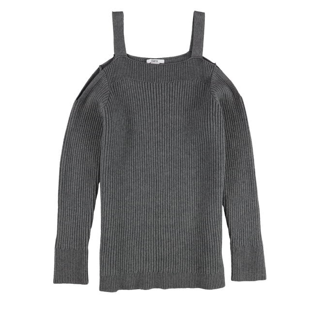 bar III Womens Cold-Shoulder Pullover Sweater, Grey, XX-Small