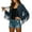 Blue, variant on Fringe Detail Casual Jacket Round Neck Open Front Outerwear for Daily Street Style Lightweight Soft Comfortable Versatile Layering Piece Women's Bomber Jacket Casual Coat