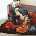 thumbnail image 6 of Cauagu Vintage Colorful Flower French Bulldog Pattern Flannel Bed Blankets,Fleece Blanket Comfortable Air Conditioning Blanket for Sofa Bed Travel Couch & Living Room -80"x60", 6 of 8