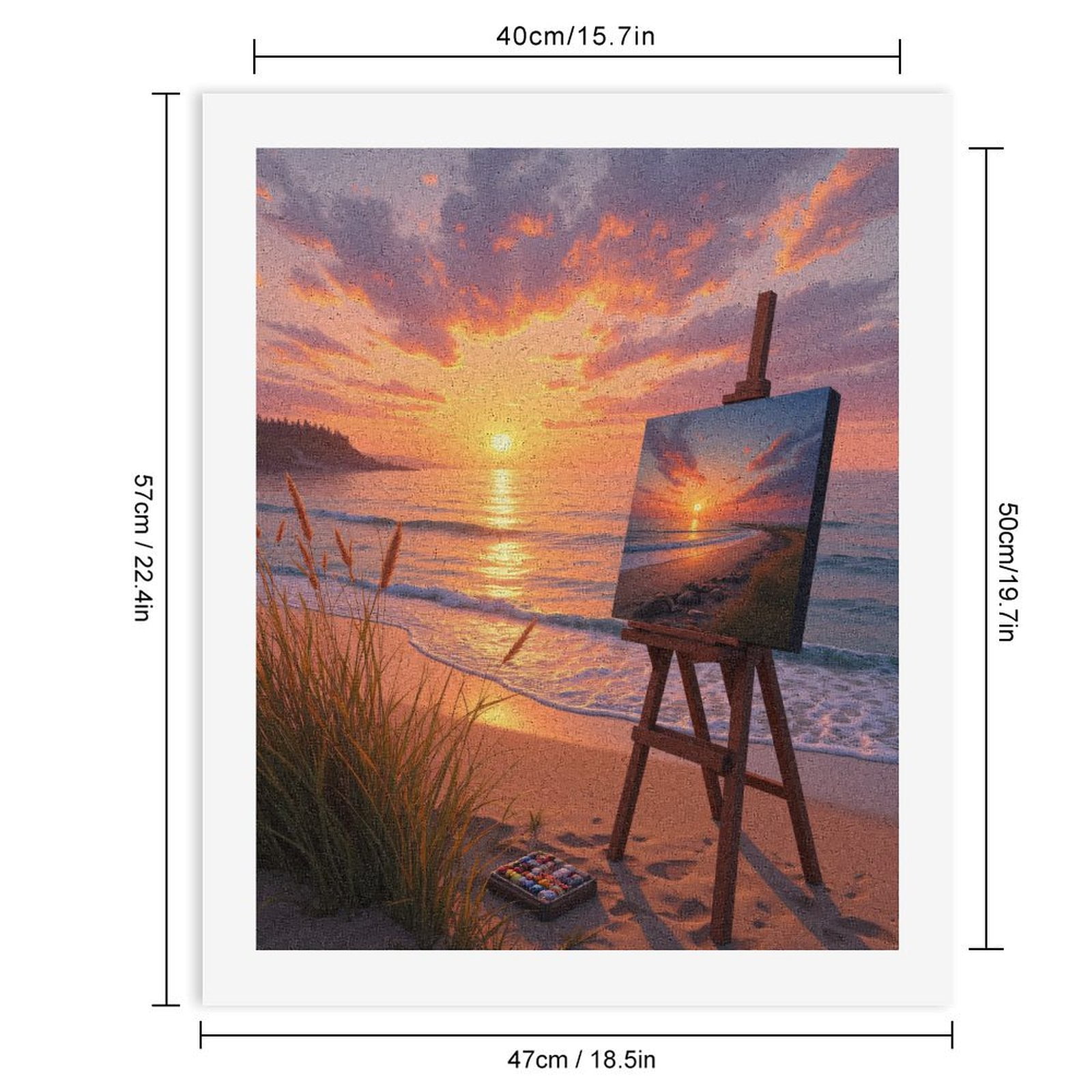 Paint By Numbers Kit for Adults Beginner - DIY Sunset Beach Painting Art Coast Canvas Painting Kits for Adults, Frameless Paint By Number for Adults for Home Wall Decor 16x20 Inch