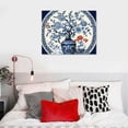 thumbnail image 5 of COMIO Navy Blue Poster Wall Decor for Bedroom Vintage Floral Pattern Canvas Print Bathroom Abstract Retro Flowers Picture Modern Blue Wall Art Framed Home Paintings Art Wall Decoration, 5 of 5