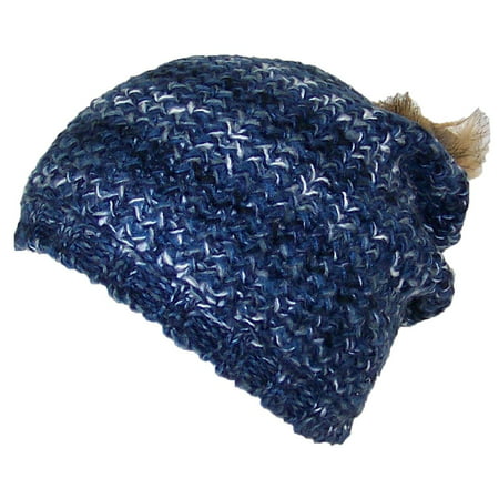 Best Winter Hats Variegated Knit Slouchy W/Soft Faux Fur Pom Pom (One Size) -