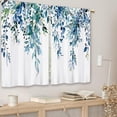 thumbnail image 3 of Eucalyptus Navy Blue Leaves Kitchen Curtains Turquoise Teal Botanical Floral Plant Small Short Cafe Window Curtains Flower Herb Bathroom Drapes Treatment Tier Curtains 2 Panels (26x24 Inch), 3 of 6