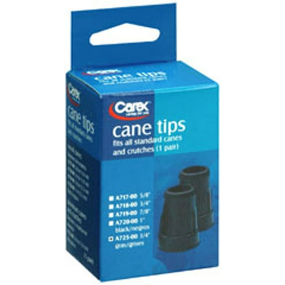 Carex Walking Cane Tips 3/4 inch, Study Non-Slip Synthetic Rubber Mobility Aids, Black, 2 Count